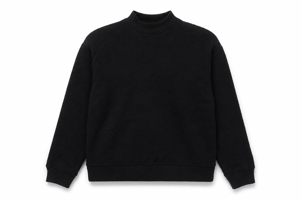 Front view of Zara Women Black Knit Pullover Sweatshirt, size S, High Neck Basic