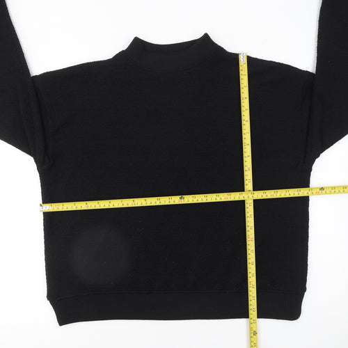 Zara Women Black Knit Pullover Sweatshirt Size S High Neck Basic