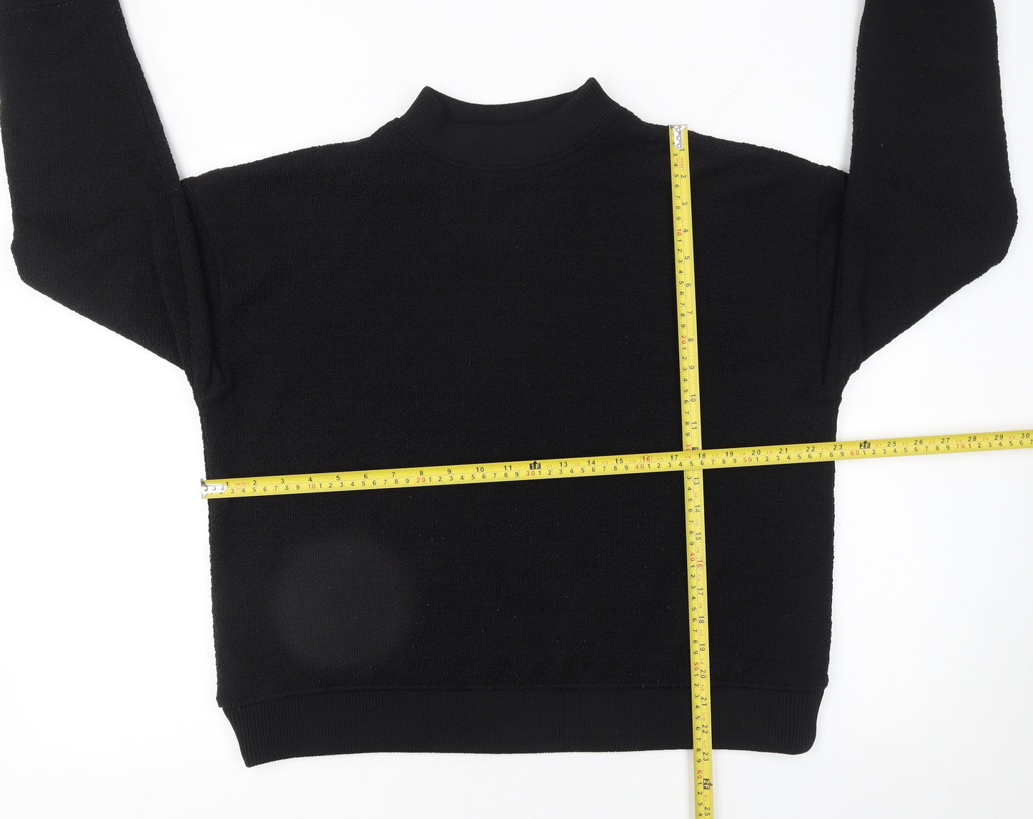 Zara Women Black Knit Pullover Sweatshirt Size S High Neck Basic