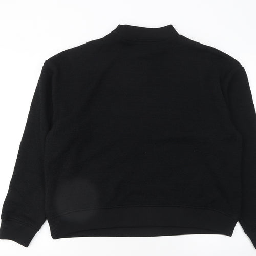 Zara Women Black Knit Pullover Sweatshirt Size S High Neck Basic