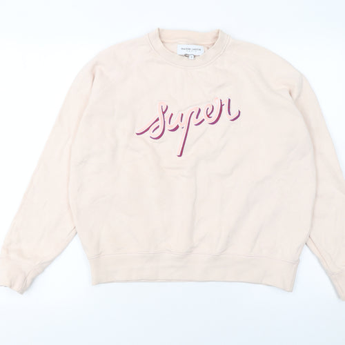 Maison Labiche Women Beige Cotton Pullover Sweatshirt M Crew Neck