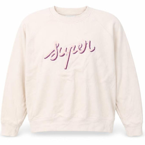 Maison Labiche Women Beige Cotton Pullover Sweatshirt M Crew Neck