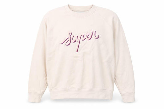 Maison Labiche Women Beige Cotton Pullover Sweatshirt M Crew Neck