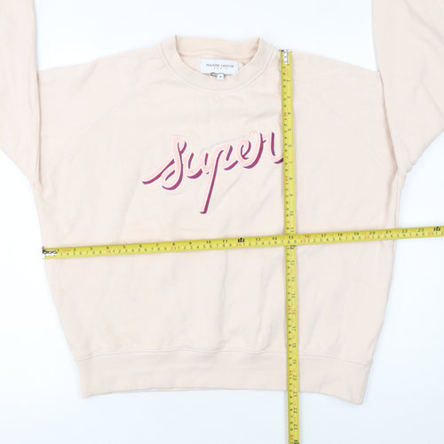 Maison Labiche Women Beige Cotton Pullover Sweatshirt M Crew Neck