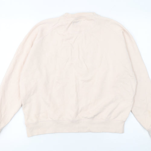 Maison Labiche Women Beige Cotton Pullover Sweatshirt M Crew Neck