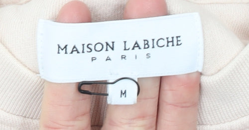 Maison Labiche Women Beige Cotton Pullover Sweatshirt M Crew Neck