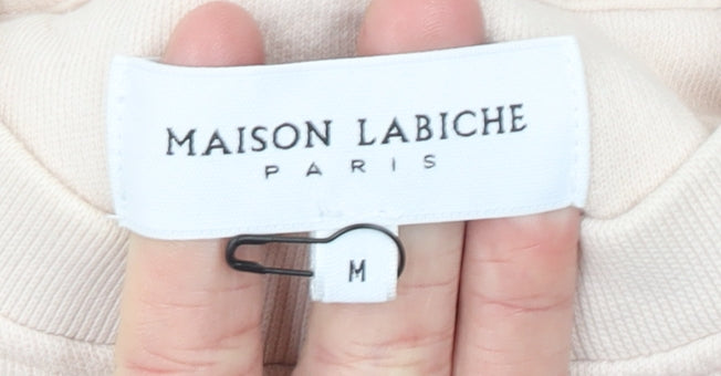 Maison Labiche Women Beige Cotton Pullover Sweatshirt M Crew Neck