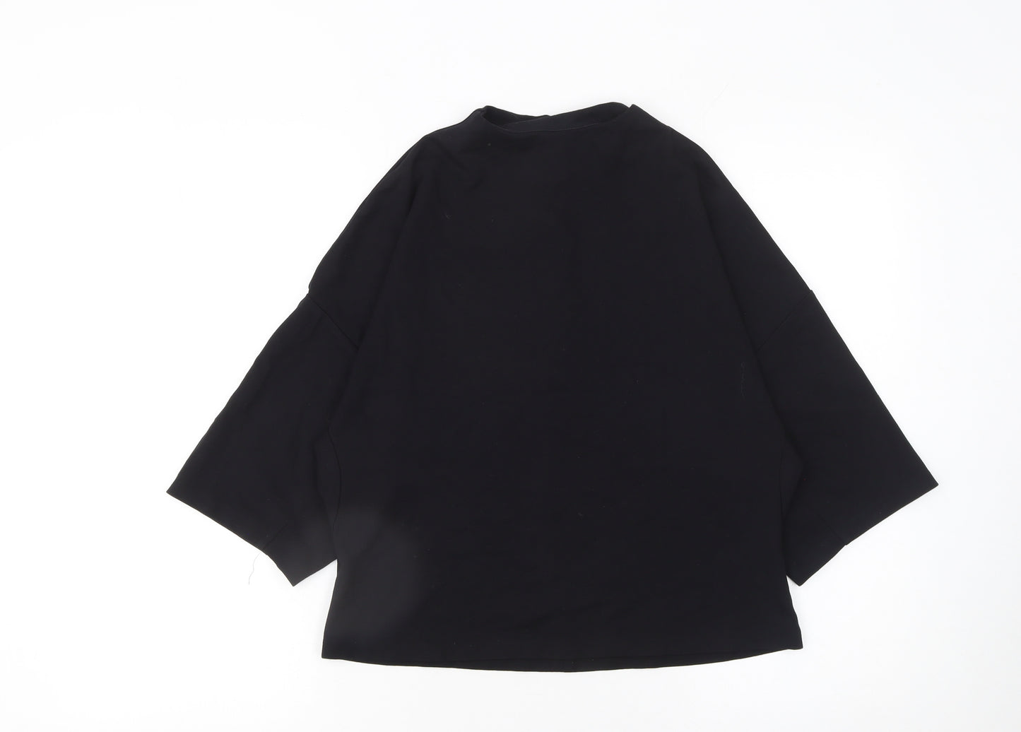 Mango Women Black Size 8 Basic High Neck 3/4 Sleeve Blouse