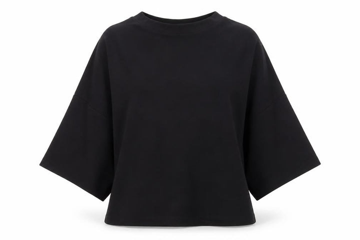 Mango Women Black Size 8 Basic High Neck 3/4 Sleeve Blouse