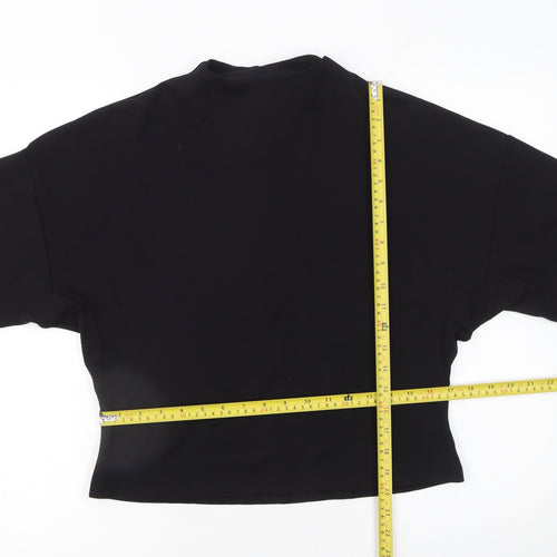 Mango Women Black Size 8 Basic High Neck 3/4 Sleeve Blouse