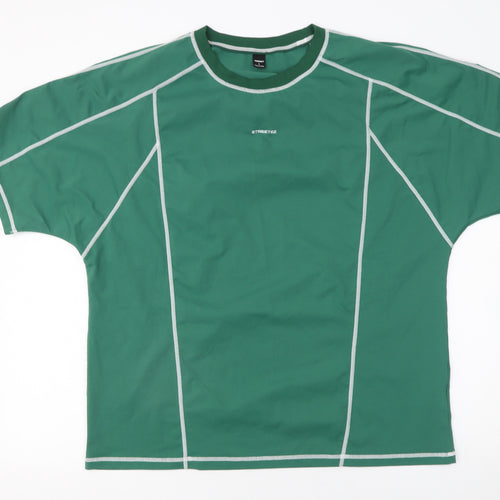 Manfinity Men's Green Crew Neck Short Sleeve Relaxed Fit T-Shirt Size L