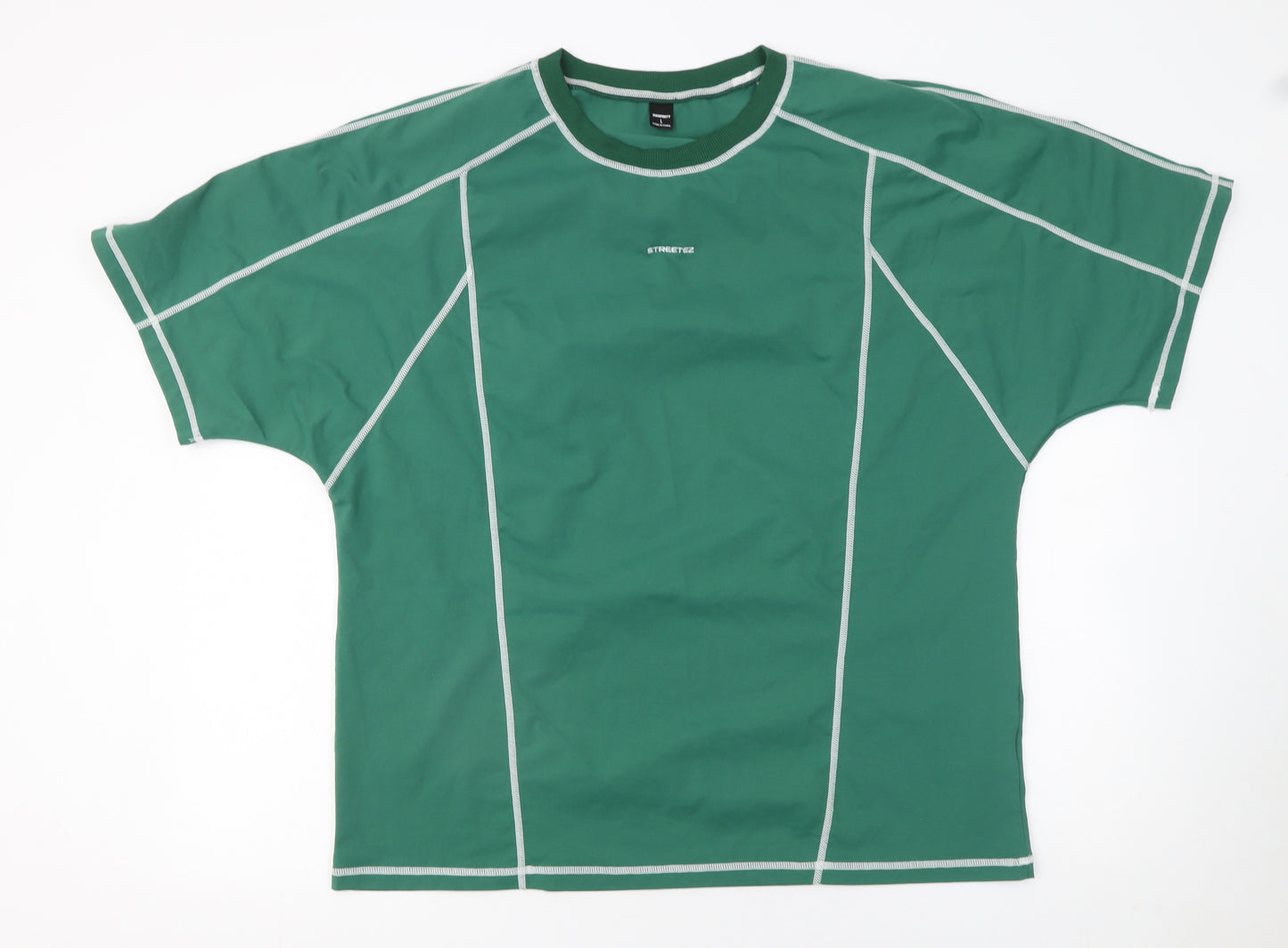 Manfinity Men's Green Crew Neck Short Sleeve Relaxed Fit T-Shirt Size L