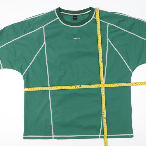 Manfinity Men's Green Crew Neck Short Sleeve Relaxed Fit T-Shirt Size L