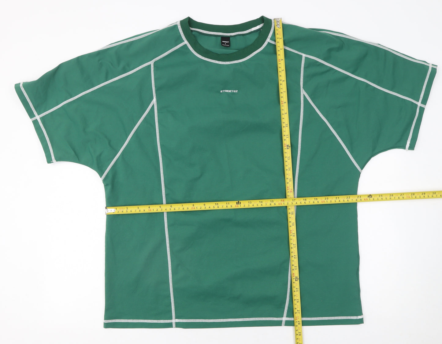 Manfinity Men's Green Crew Neck Short Sleeve Relaxed Fit T-Shirt Size L