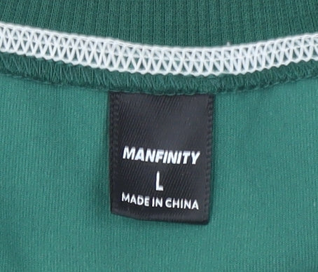 Manfinity Men's Green Crew Neck Short Sleeve Relaxed Fit T-Shirt Size L