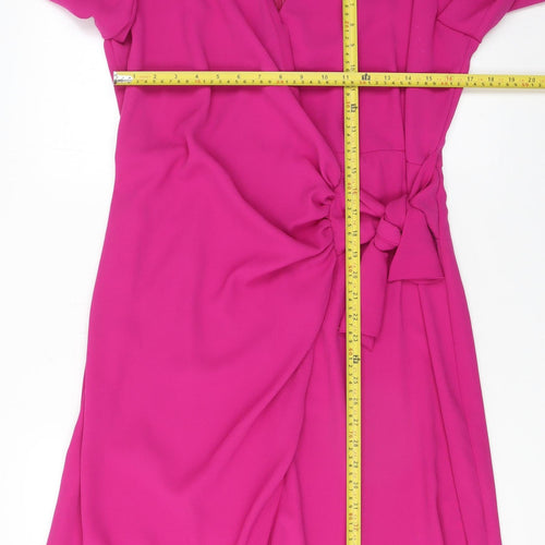 Cayro Women Pink XL Wrap Dress with Bow Belt 3/4 Sleeve