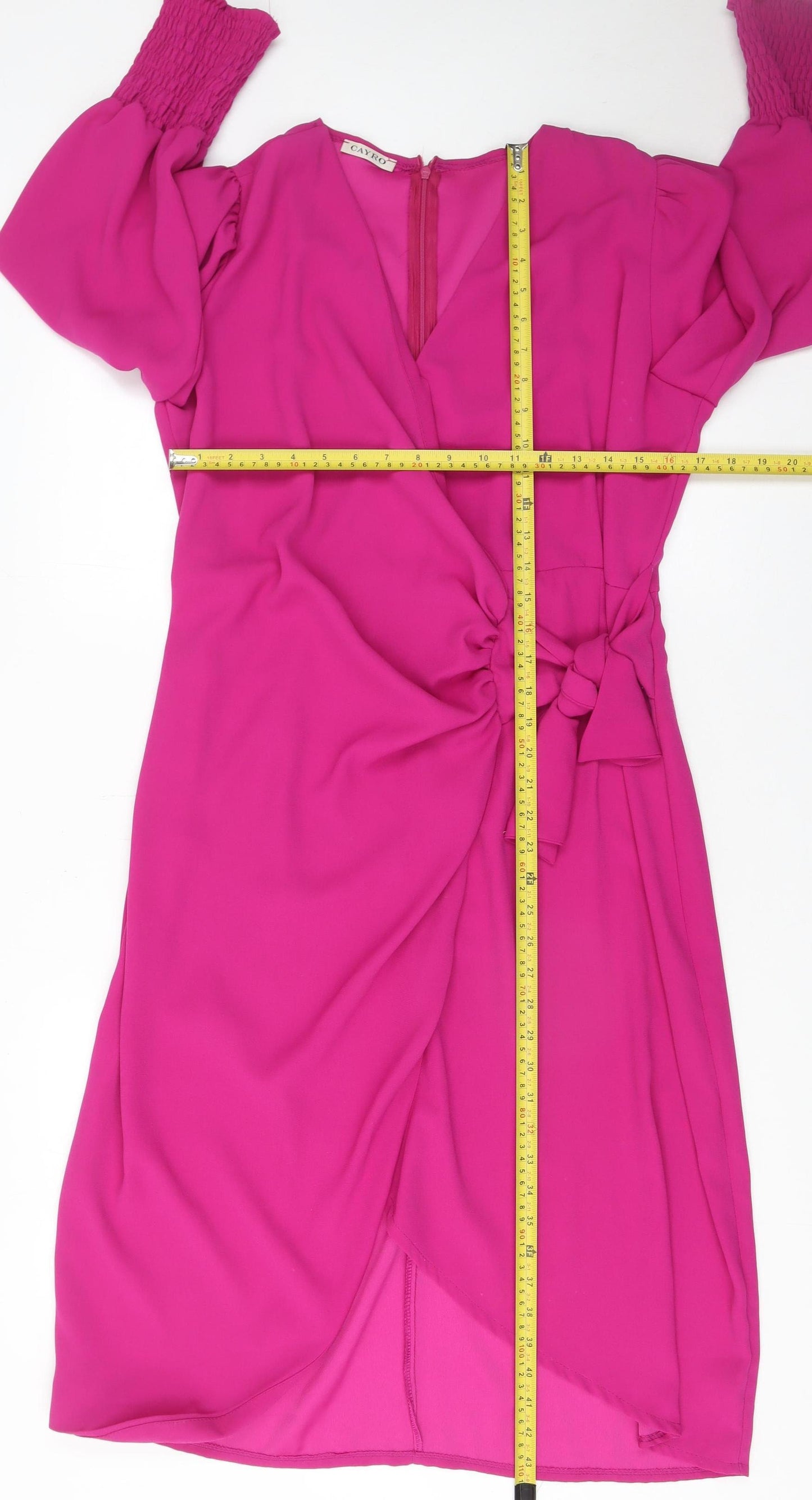 Cayro Women Pink XL Wrap Dress with Bow Belt 3/4 Sleeve