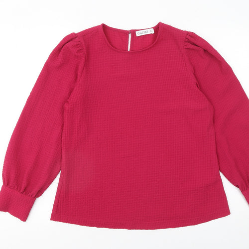 Gallery Women’s Pink Long Sleeve Puff Blouse Size 12 Polyester