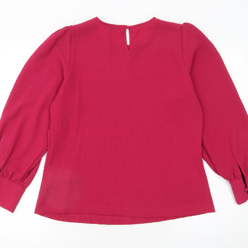 Gallery Women’s Pink Long Sleeve Puff Blouse Size 12 Polyester