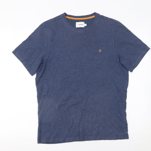 Farah Men's Blue Cotton Crew Neck Short Sleeve T-Shirt M