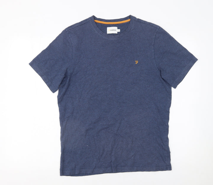 Farah Men's Blue Cotton Crew Neck Short Sleeve T-Shirt M