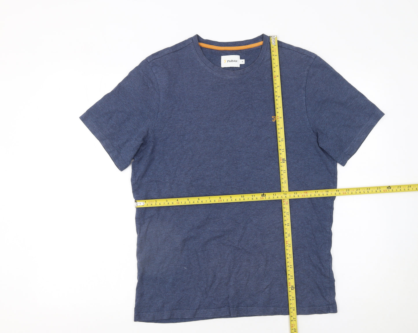 Farah Men's Blue Cotton Crew Neck Short Sleeve T-Shirt M