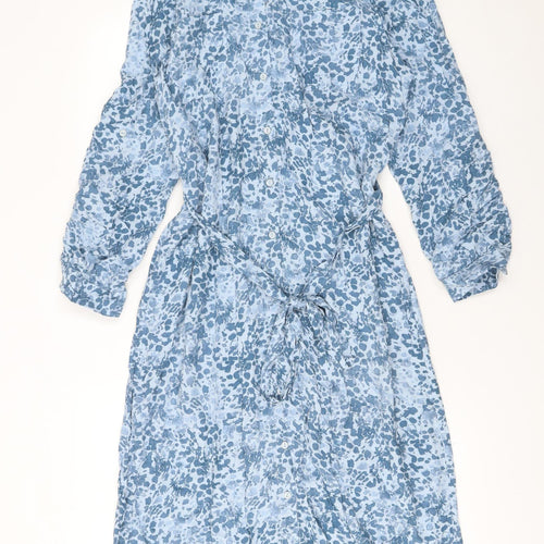 Gerard Womens Blue Floral Shirt Dress Size 16 Lightweight Viscose