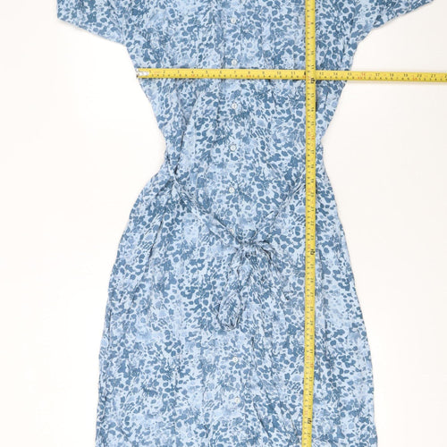 Gerard Womens Blue Floral Shirt Dress Size 16 Lightweight Viscose