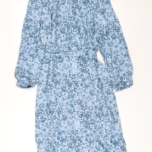 Gerard Womens Blue Floral Shirt Dress Size 16 Lightweight Viscose