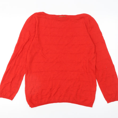 United Colors of Benetton Women Red M Wool Blend Crew Neck Jumper