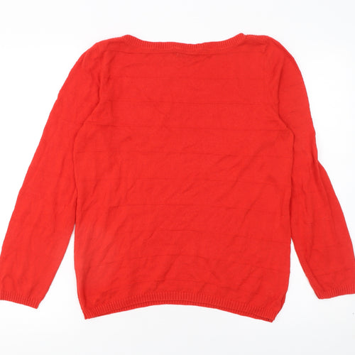 United Colors of Benetton Women Red M Wool Blend Crew Neck Jumper