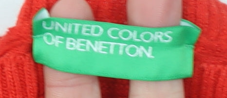 United Colors of Benetton Women Red M Wool Blend Crew Neck Jumper