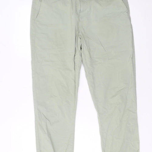 Zara Women Green Jogger Trousers Size M Elastic Waist Cotton Blend
