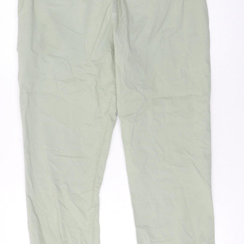 Zara Women Green Jogger Trousers Size M Elastic Waist Cotton Blend