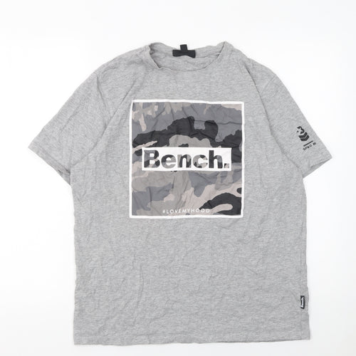 Bench Men's Grey Camouflage Graphic Print T-Shirt Size L