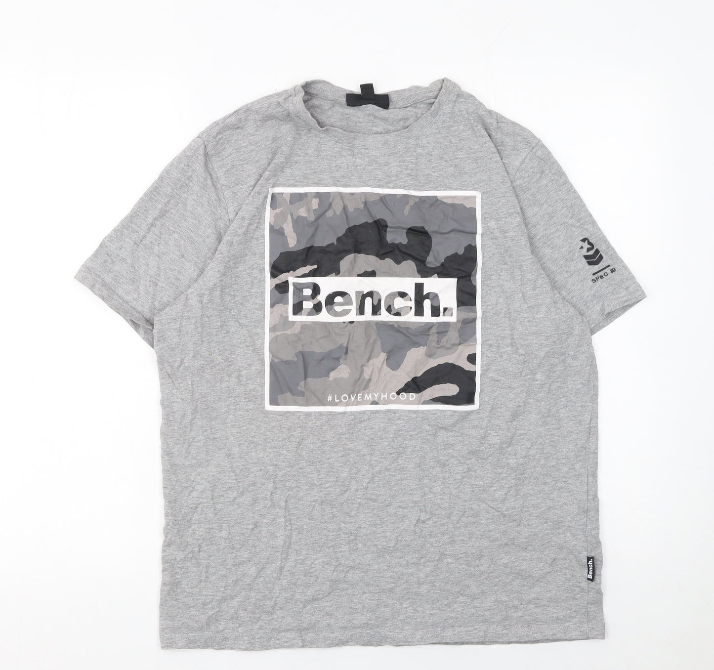 Bench Men's Grey Camouflage Graphic Print T-Shirt Size L