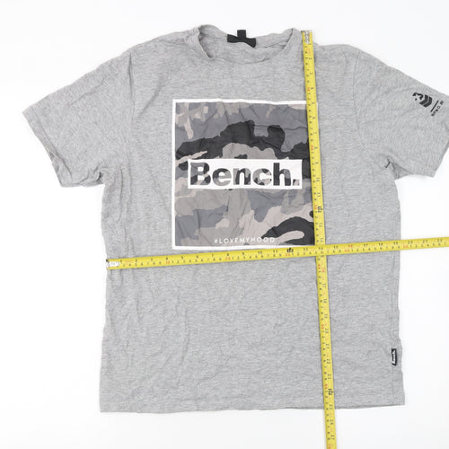 Bench Men's Grey Camouflage Graphic Print T-Shirt Size L