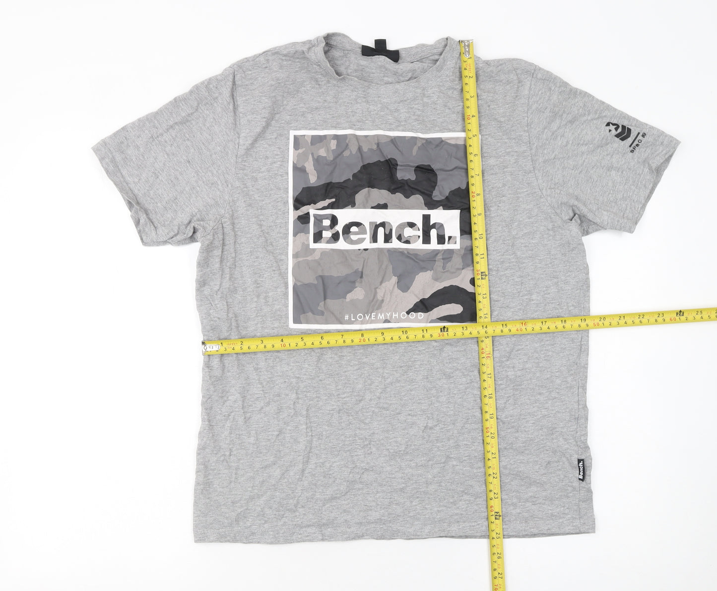 Bench Men's Grey Camouflage Graphic Print T-Shirt Size L