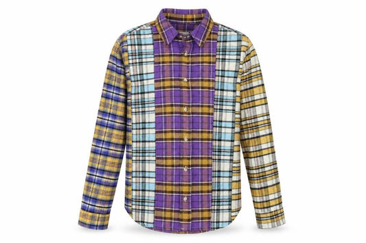 Front view of Zara Men's Multicoloured Checked Flannel Button-Up Shirt, size S