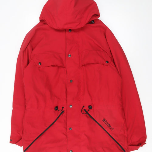 Bradsport Men's Red Hooded Parka Jacket Size S Outdoor Casual