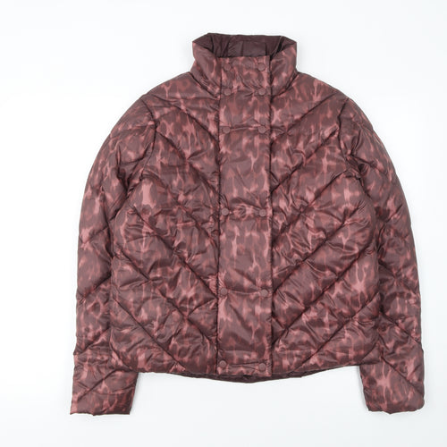 Principles Women Brown Animal Print Puffer Jacket Size 10 Regular