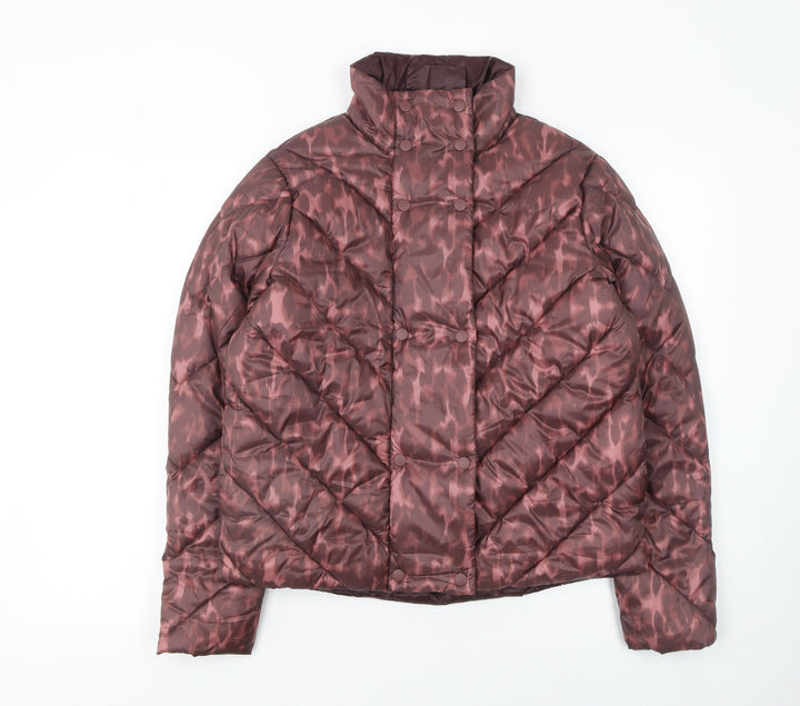 Principles Women Brown Animal Print Puffer Jacket Size 10 Regular