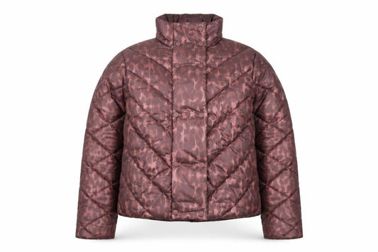 Front view of Principles Women Brown Animal Print Puffer Jacket, size 10, Regular