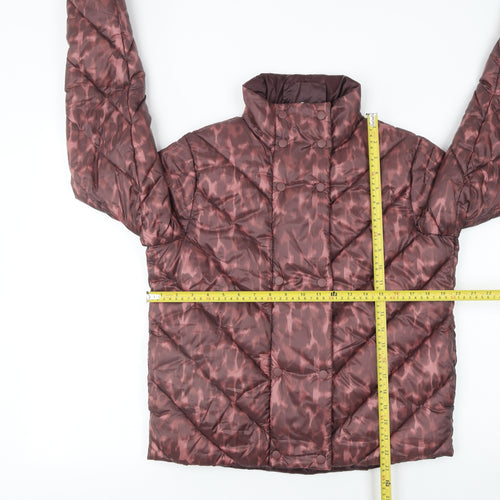 Principles Women Brown Animal Print Puffer Jacket Size 10 Regular