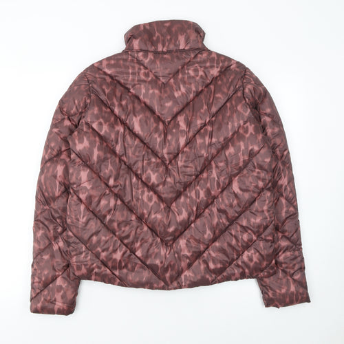 Principles Women Brown Animal Print Puffer Jacket Size 10 Regular