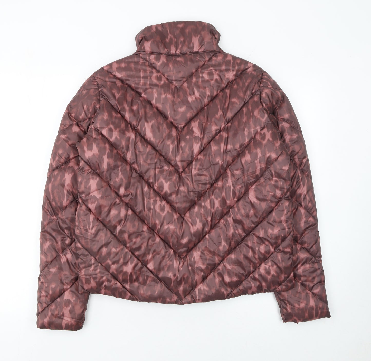 Principles Women Brown Animal Print Puffer Jacket Size 10 Regular
