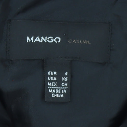 Mango Women's Black Long Puffer Coat S Hooded Belted Winter Jacket