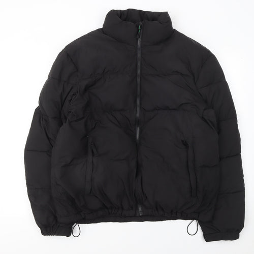 Zara Womens Black Puffer Jacket Size 14 Winter Quilted Coat