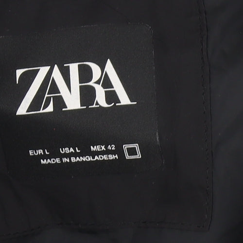 Zara Womens Black Puffer Jacket Size 14 Winter Quilted Coat