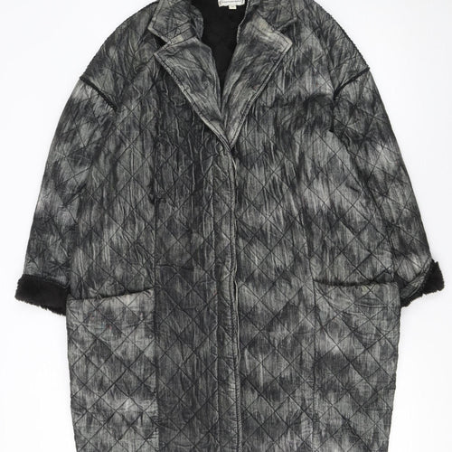 Conditions Apply Women's Grey Quilted Long Coat XS Relaxed Fit